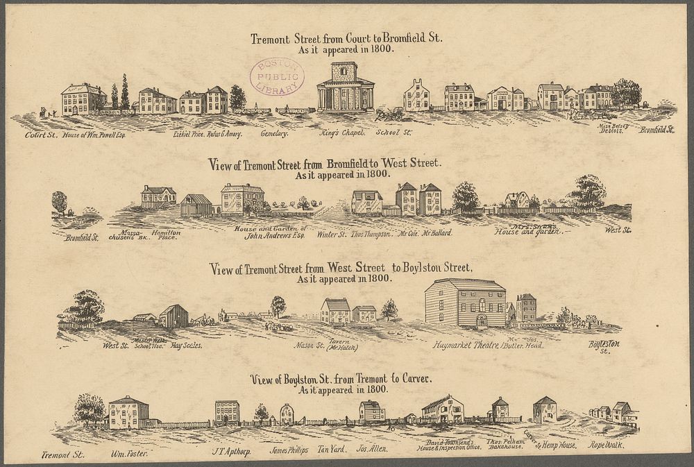             Tremont Street and Boylston Street in 1800          