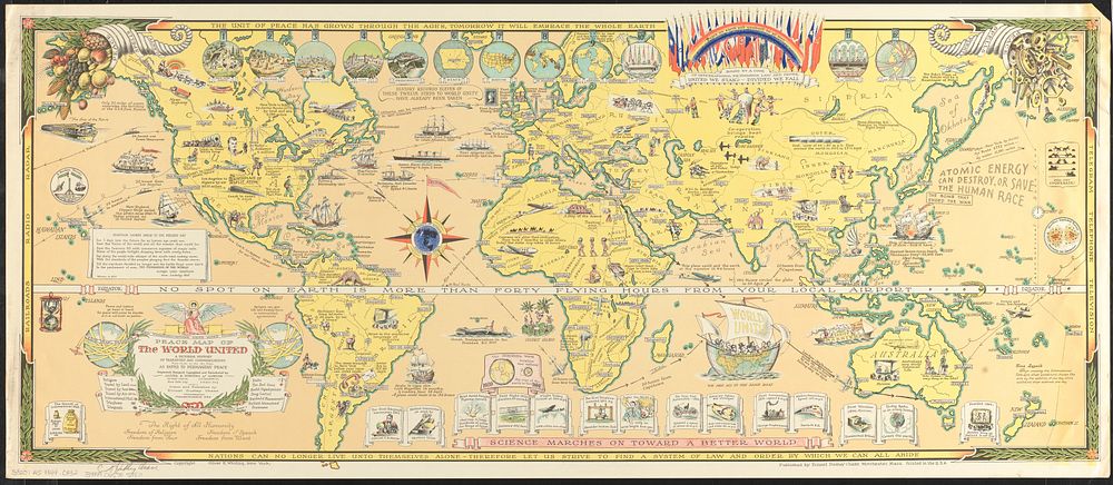             Peace map of the world united : a pictorial history of transportation and communications from Jonah to the jet…