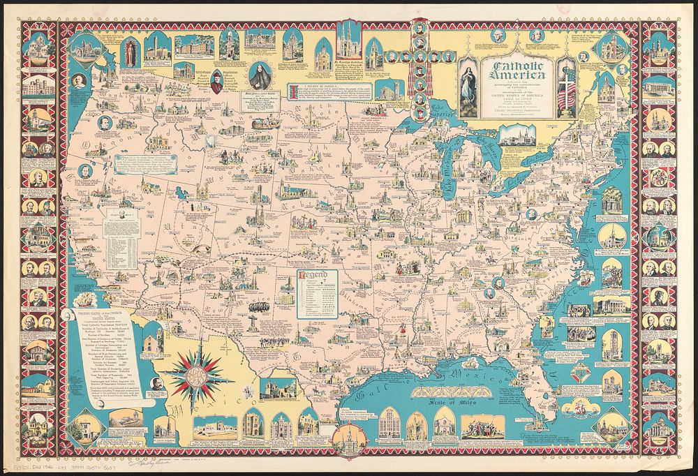 Catholic America : pictorial map | Free Photo - rawpixel