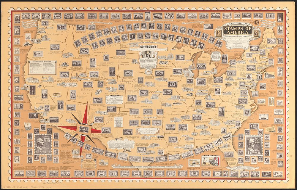             The pictorial map, stamps of America          