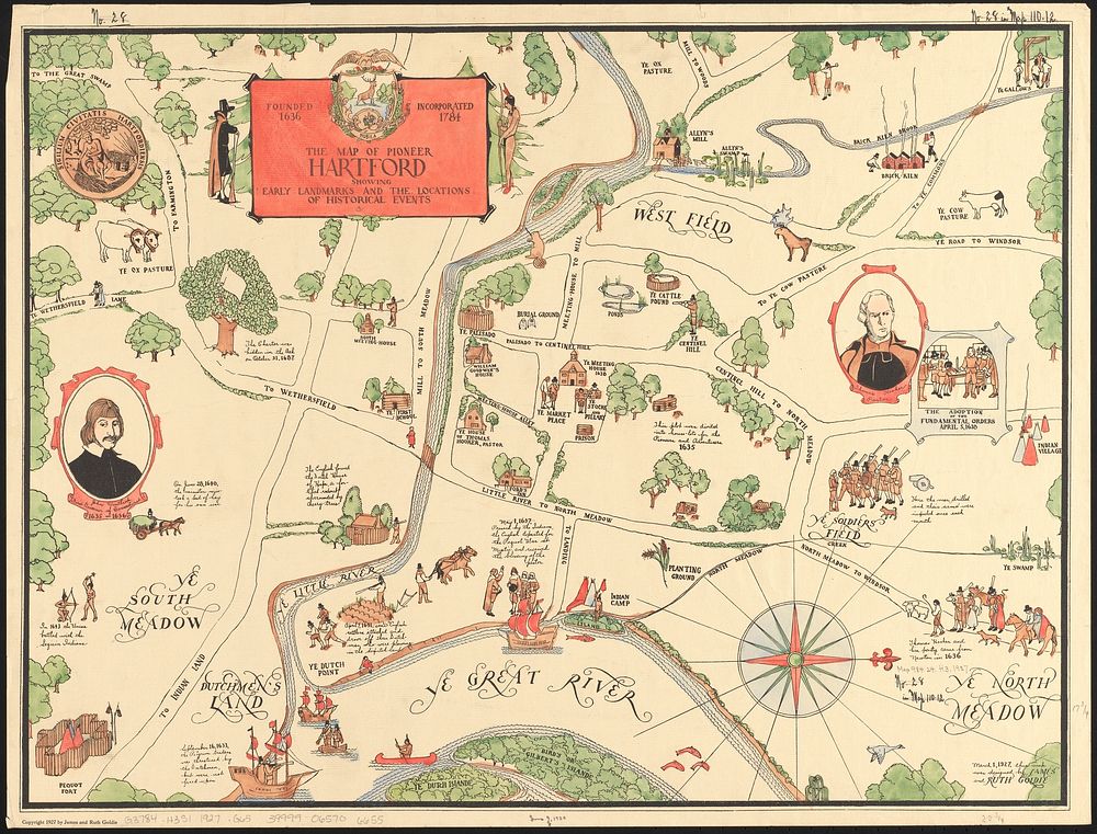             The map of pioneer Hartford : founded 1636, incorporated 1784, showing early landmarks and the locations of…