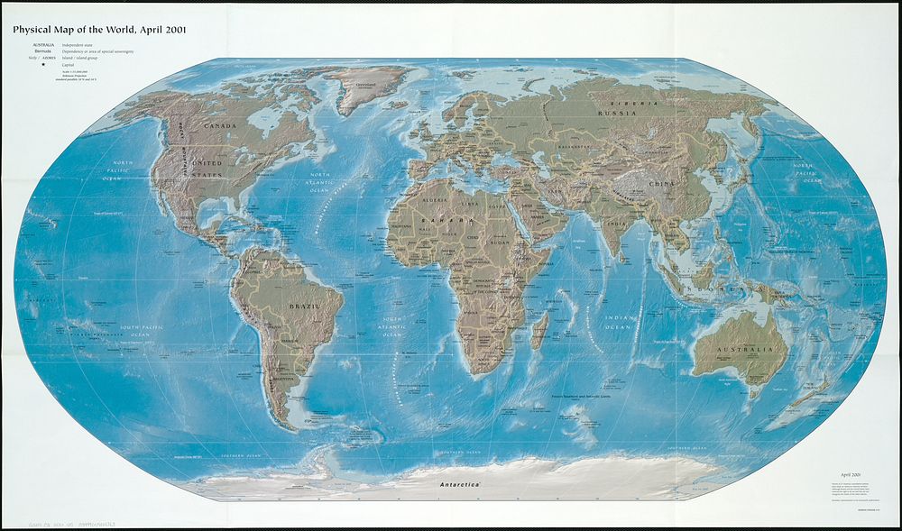             Physical map of the world, April 2001          