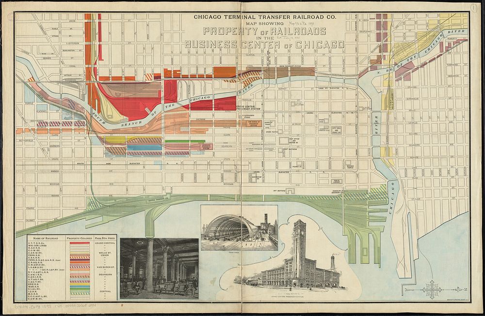             Chicago Terminal Transfer Railroad Co. map showing property of railroads in the business center of Chicago      …