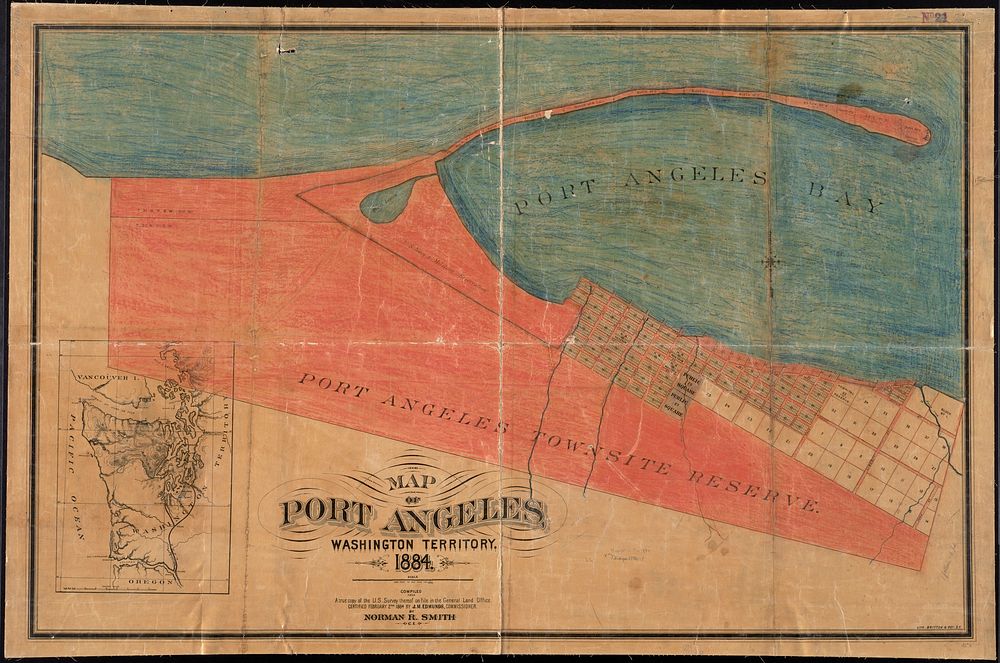             Map of Port Angeles, Washington Territory : compiled from a true copy of the U.S. survey thereof on file in the…