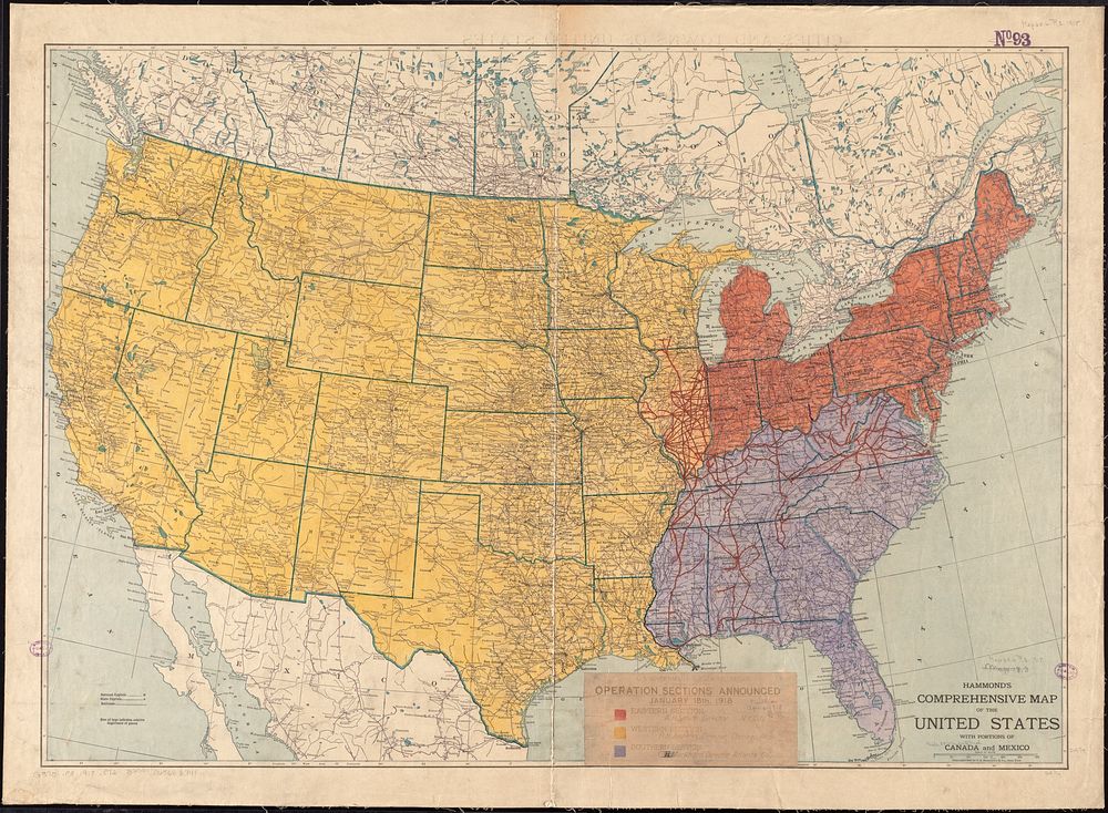             Hammond's comprehensive map of the United States with portions of Canada and Mexico          