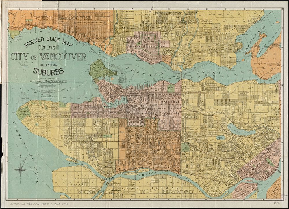             Indexed guide map of the city of Vancouver and suburbs          