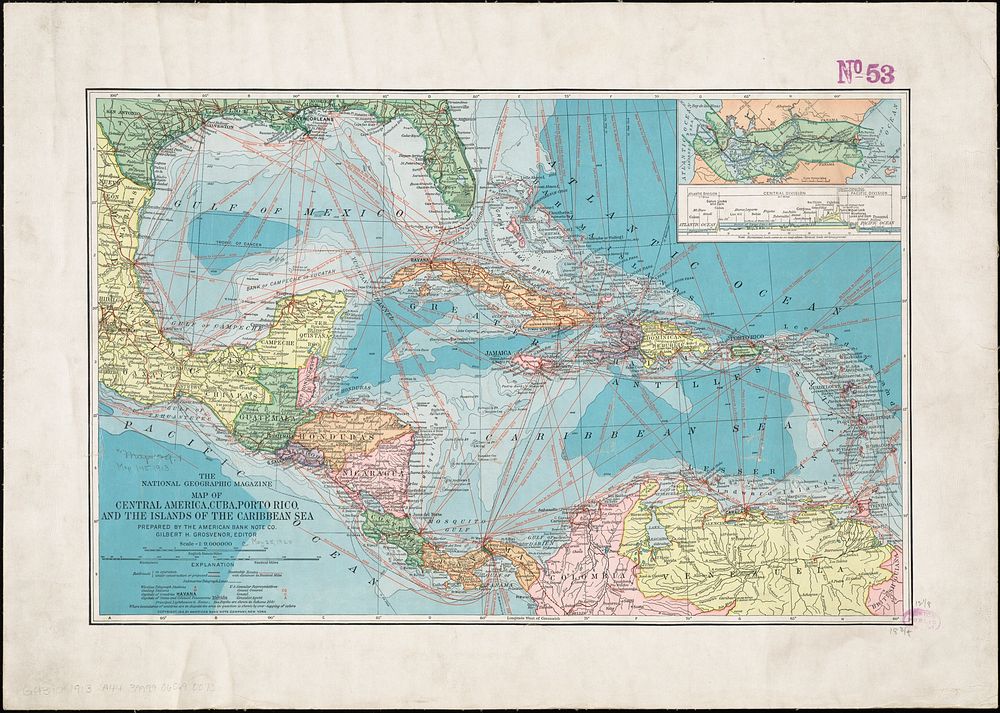             Map of Central America, Cuba, Porto Rico, and the islands of the Caribbean Sea          