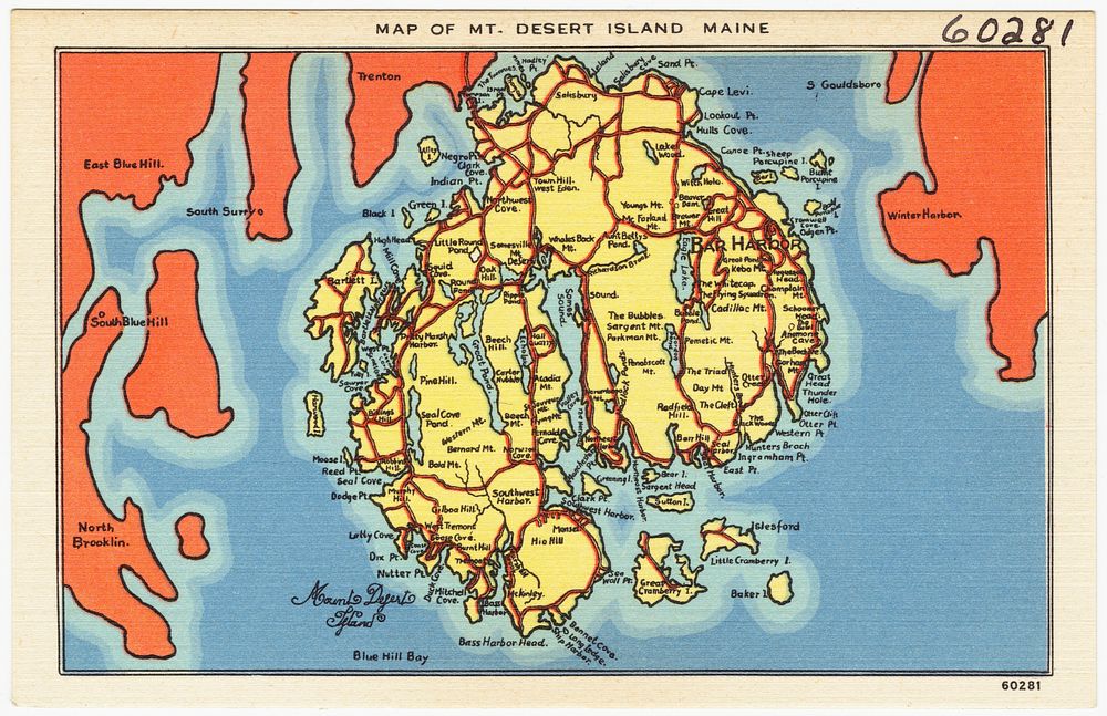             Map of Mt. Desert Island, Maine          