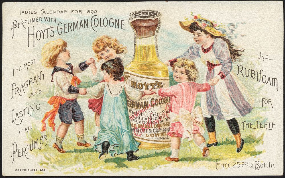             Perfumed with Hoyt's German Cologne, the most fragrant and lasting of all perfumes. Use Rubiform for the teeth. …