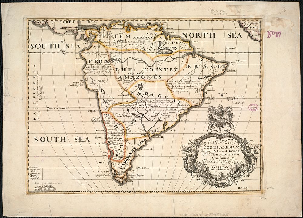             A new map of South America : shewing it's general divisions, chief cities & towns, rivers, mountains &c          