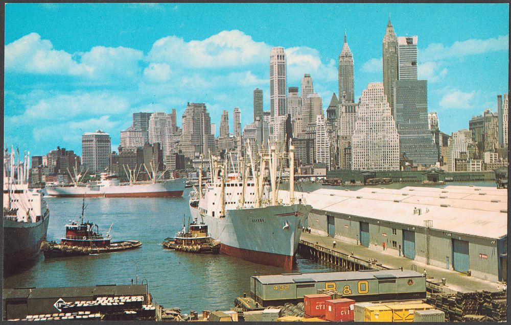             Lower Manhattan skyline and East River as seen fro Brooklyn, New York, N.Y.          