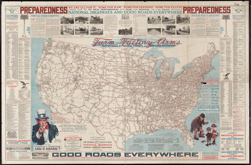             National highways map of the United States showing one hundred fifty thousand miles of national highways…