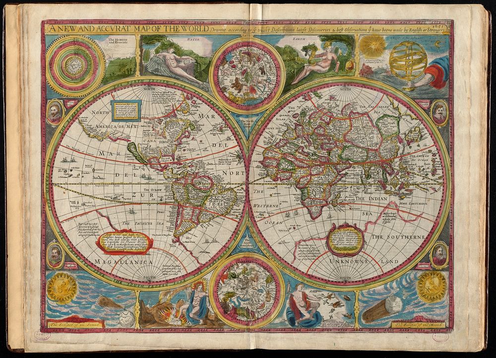             A new and accurat map of the world : drawne according to ye truest descriptions latest discoveries & best…