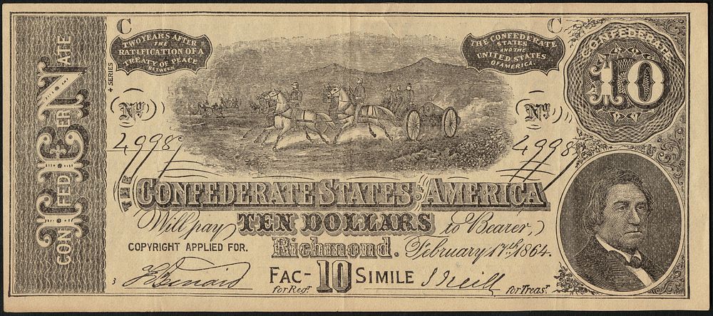             The Confederate States of America ten dollars - $10,000 worth of premiums! To be given away with Dr. Seth…