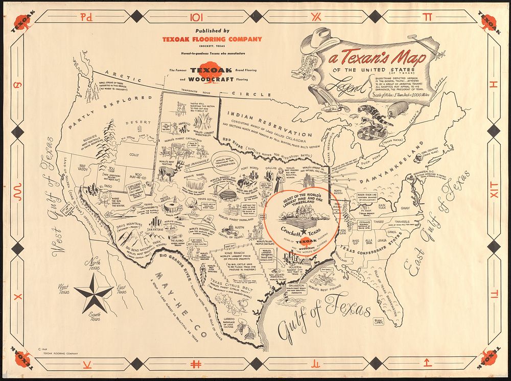            A Texan's map of the United States of Texas          