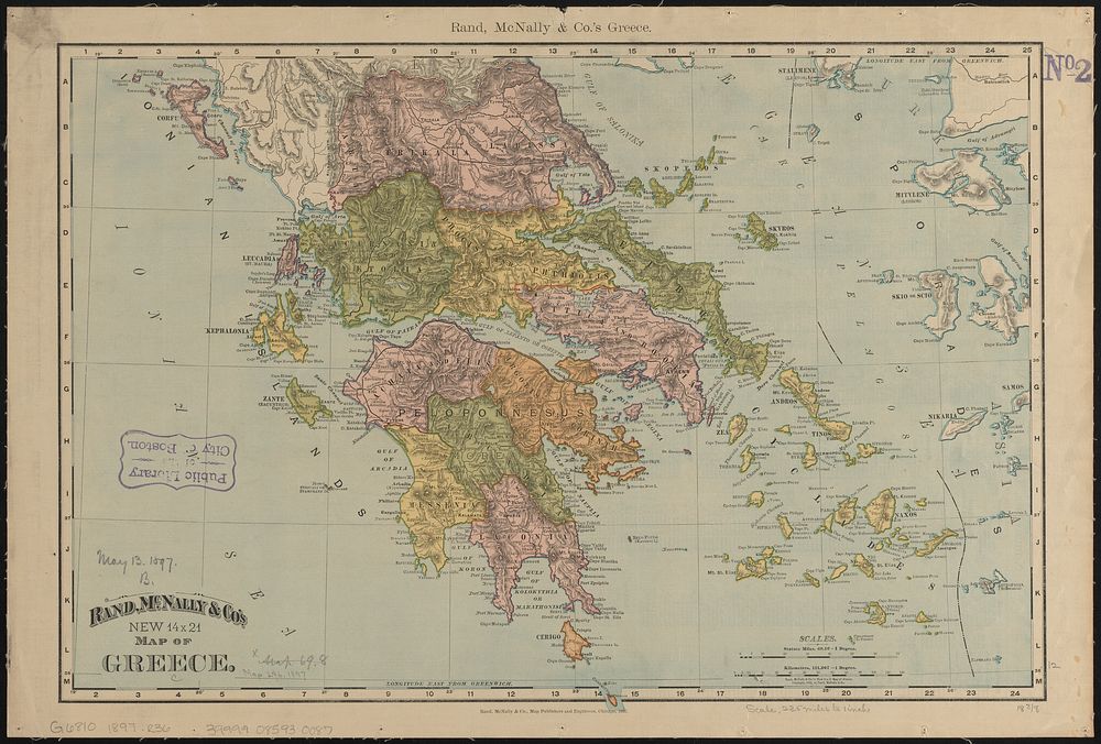             Rand, McNally & Co.'s new 14 x 21 map of Greece          