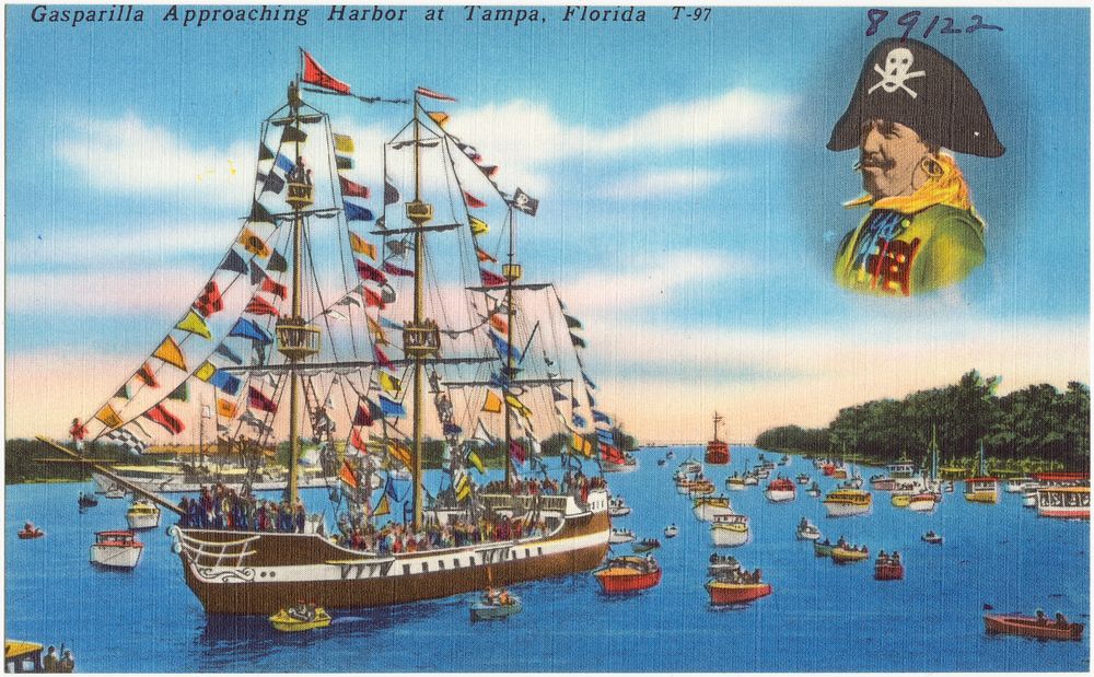             Gasparilla approaching harbor at Tampa, Florida          