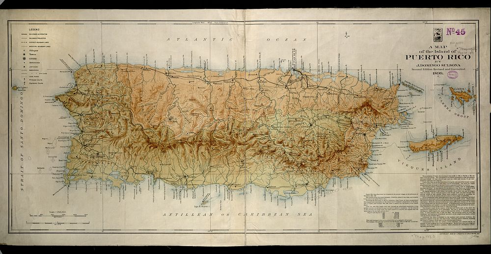             A map of the island of Puerto Rico          