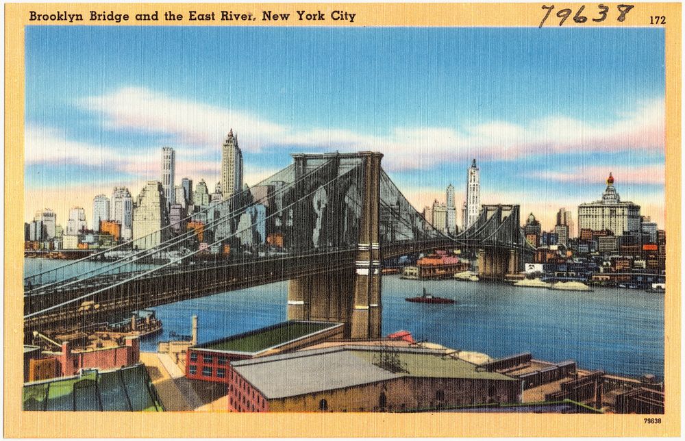             Brooklyn Bridge and the East River, New York City          