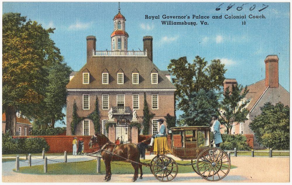             Royal Governor's Palace and Colonial Coach, Williamsburg, Va.          