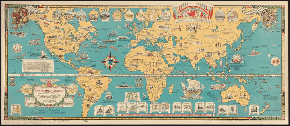             Mercator map of the world united : a pictorial history of transport and communications and paths to permanent…