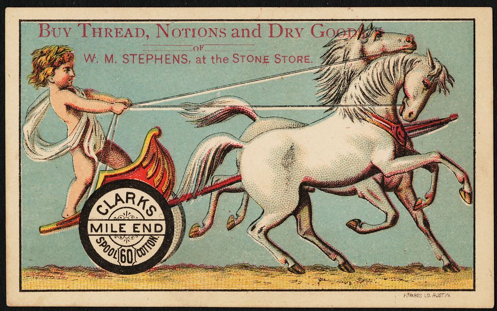             Buy thread, notions and dry goods of W. M. Stephens at the Stone Store, Clark's Mile End 60 Spool Cotton        …
