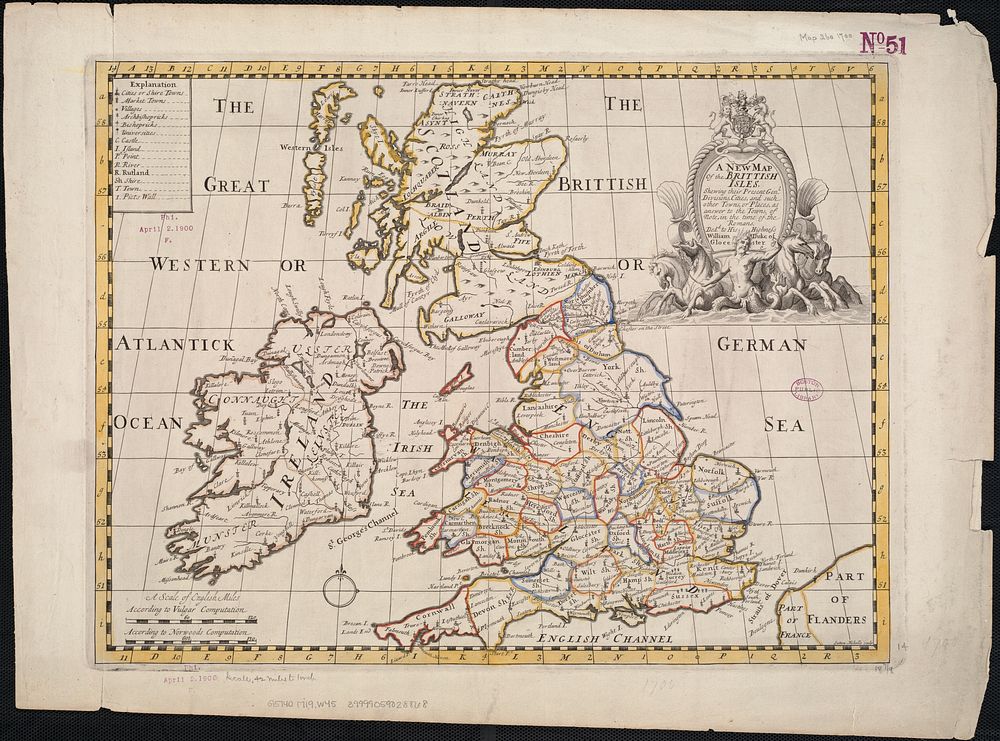             A new map of the Brittish Isles shewing their present genl. divisions, cities, and such other towns, or places…