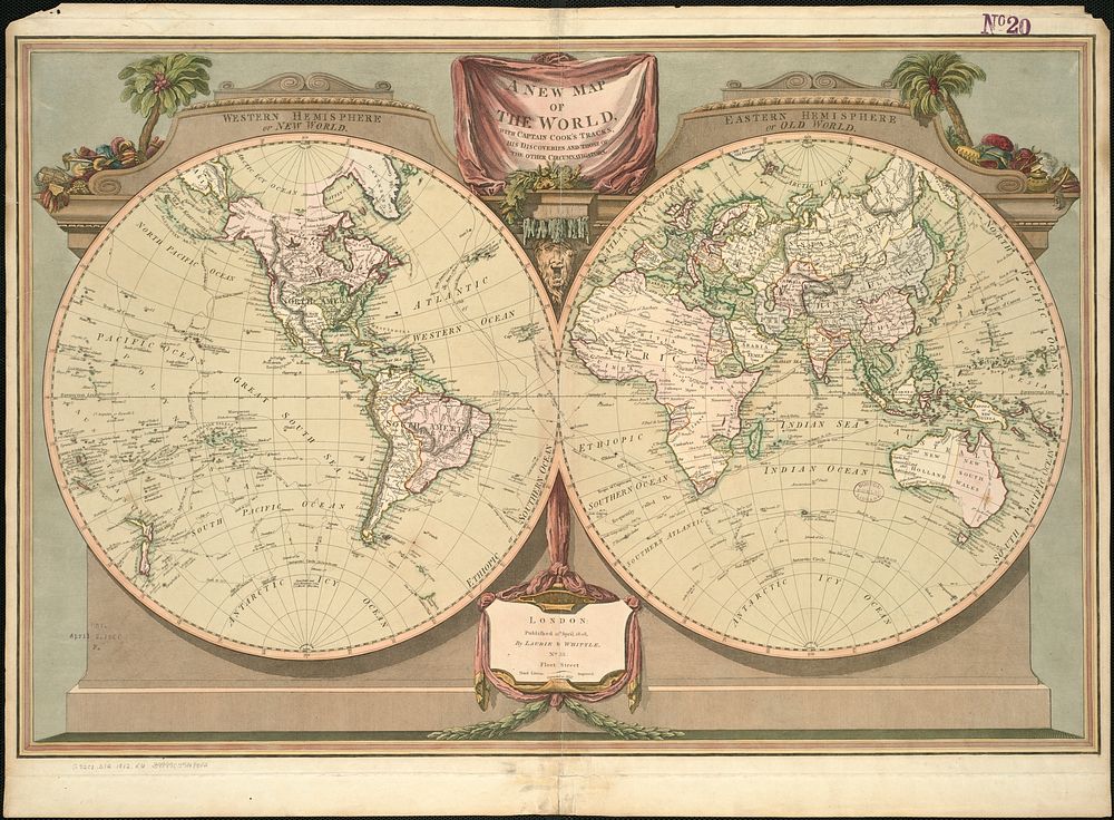             A new map of the world, with Captain Cook's tracks, his discoveries and those of the other circumnavigators     …
