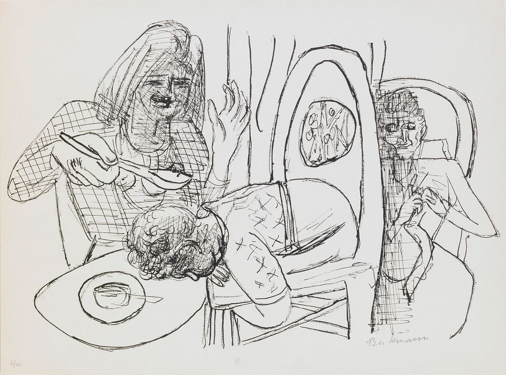 I don’t want to eat my Soup, plate 6 from the portfolio “Day and Dream” by Max Beckmann