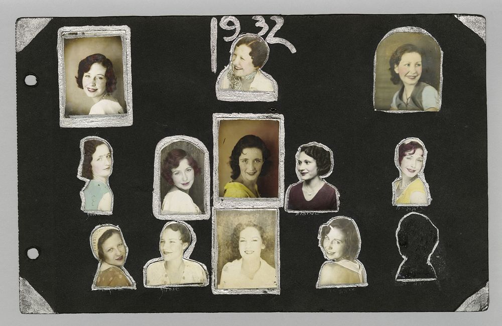 Untitled (album page of hand colored portraits)