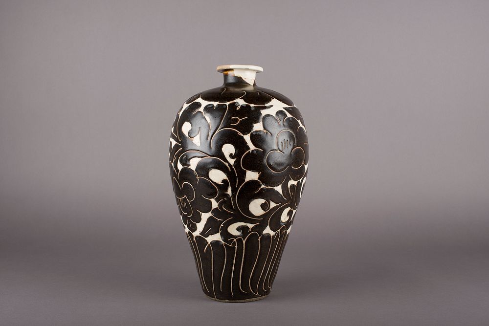 Prunus Vase (meiping) with Design of Flowers, Leaves, and Tendrils