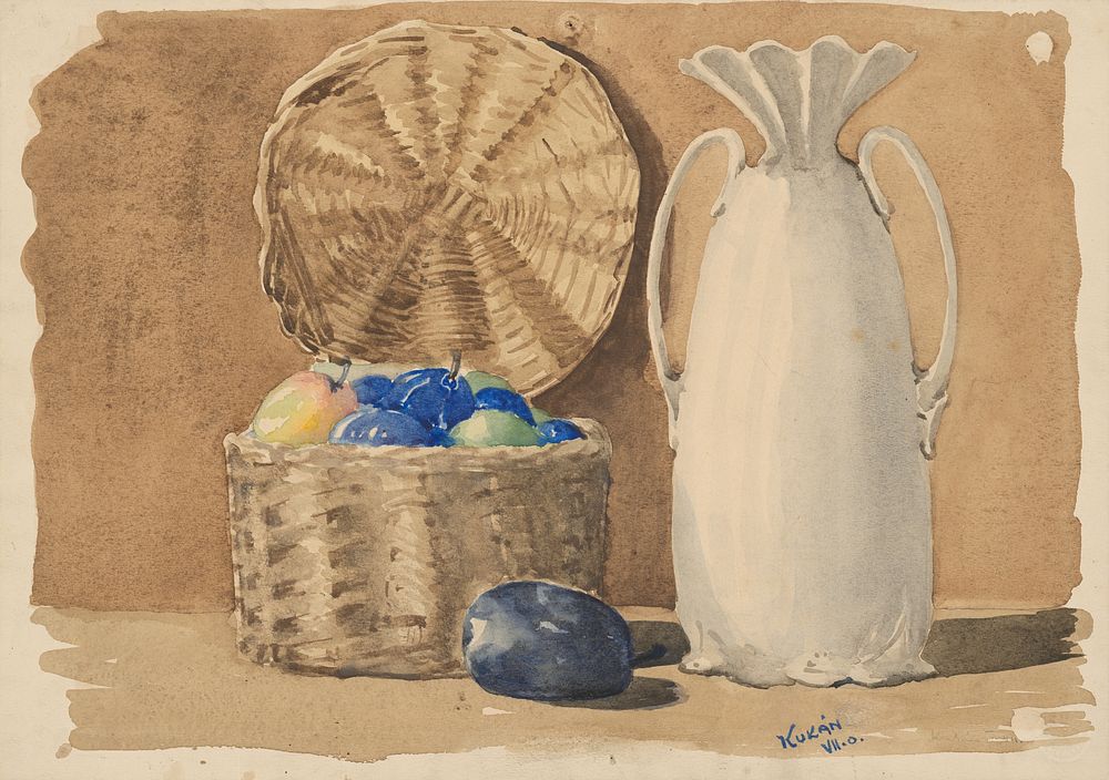 Still life with fruit and vase, Gejza Kukán