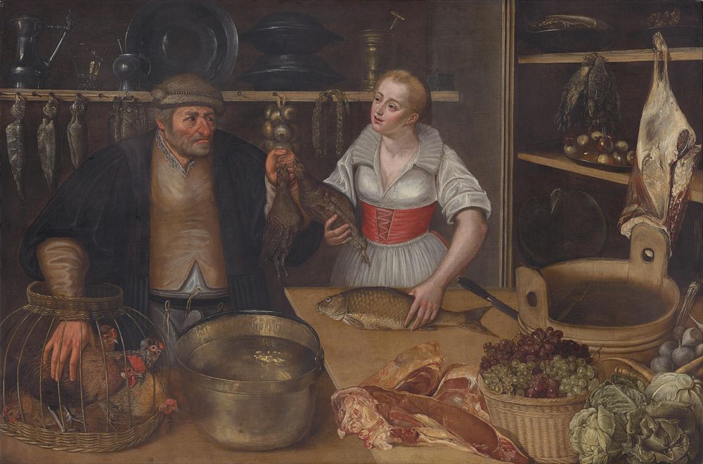 Poultry seller (market scene), Lucas Van Valckenborch