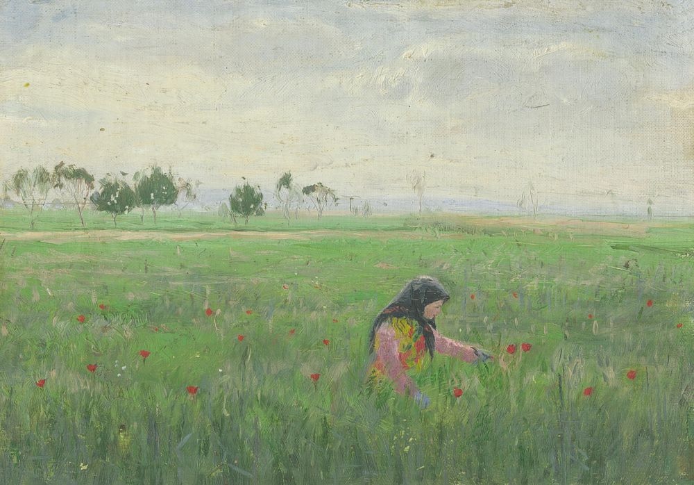 Woman in a meadow, Karol Miloslav Lehotský