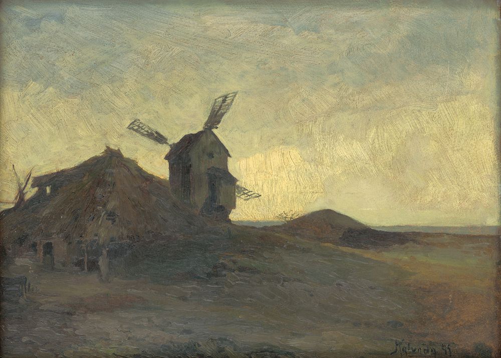 Landscape with a windmill, Alois Kalvoda