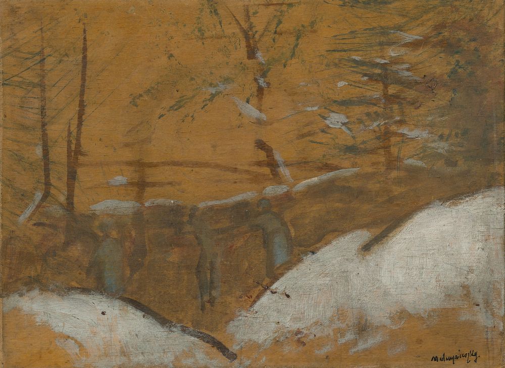 Trenches in winter by László Mednyánszky