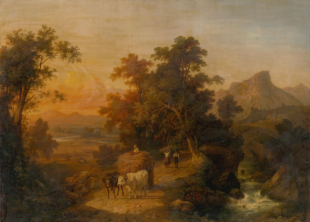 Landscape by the sunset, Domenico Bresolin