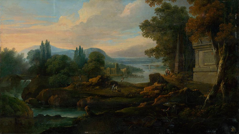 Romantic landscape with sea bay