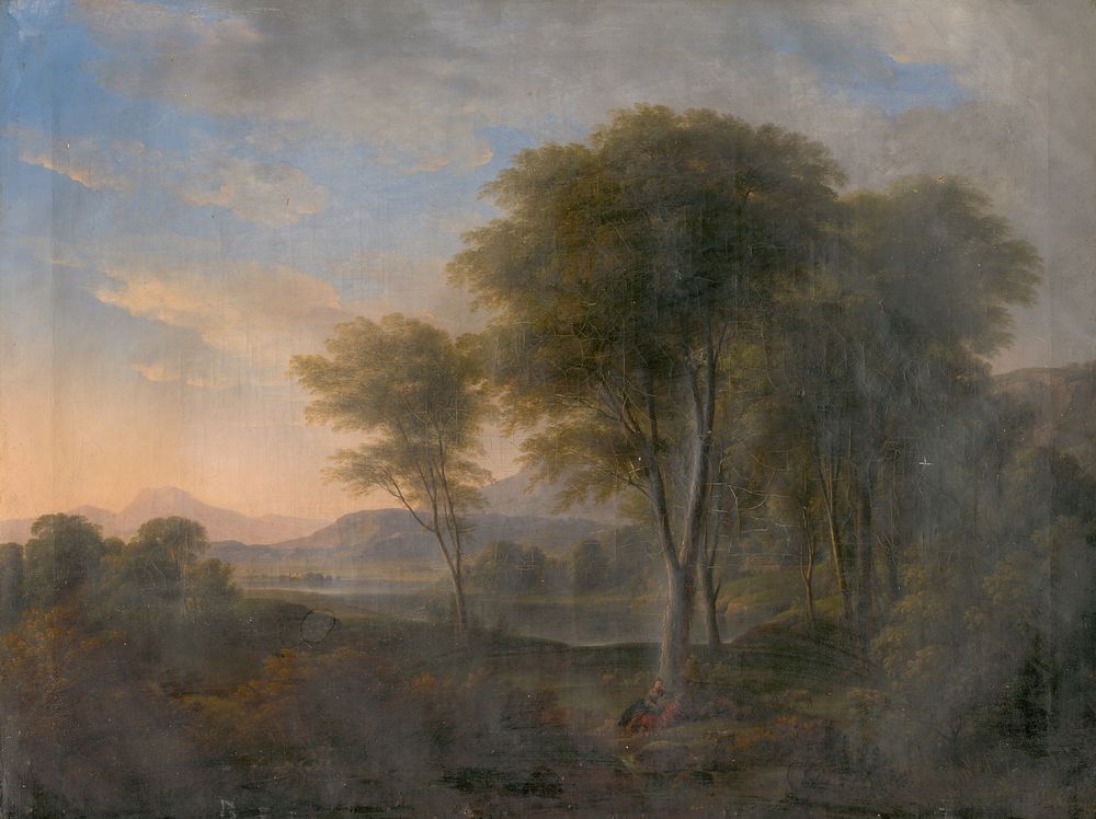 Romantic landscape with a tree in the background