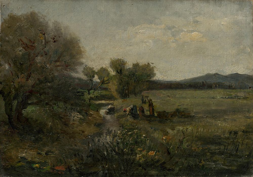 Women at the creek by László Mednyánszky