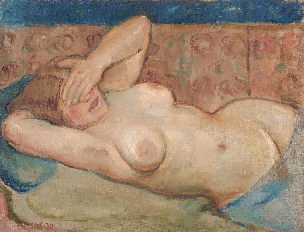 Reclining nude (shy) by Cyprián Majerník
