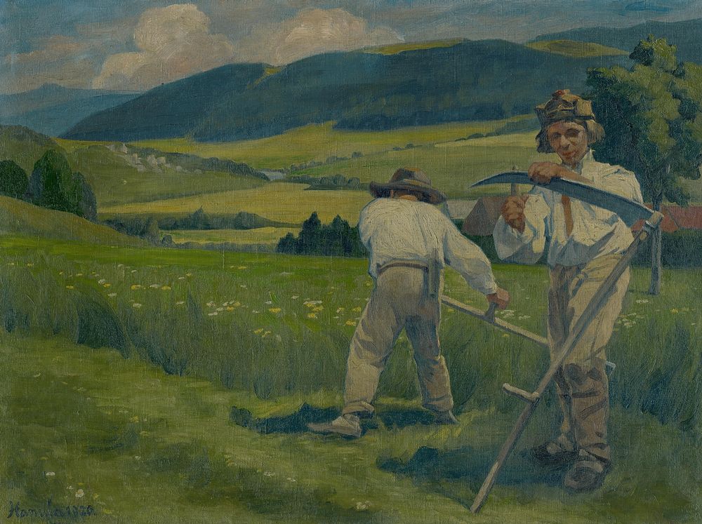 Reaping from the field on st john's day by Jozef Hanula