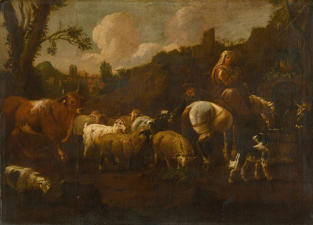 Cattle drinking, Philip Peter Roos