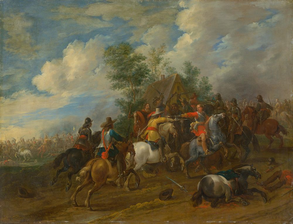 Cavalry skirmish by Pieter Meulener
