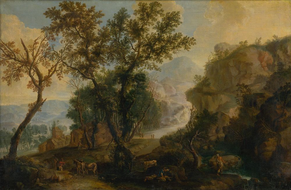Romantic landscape with background characters