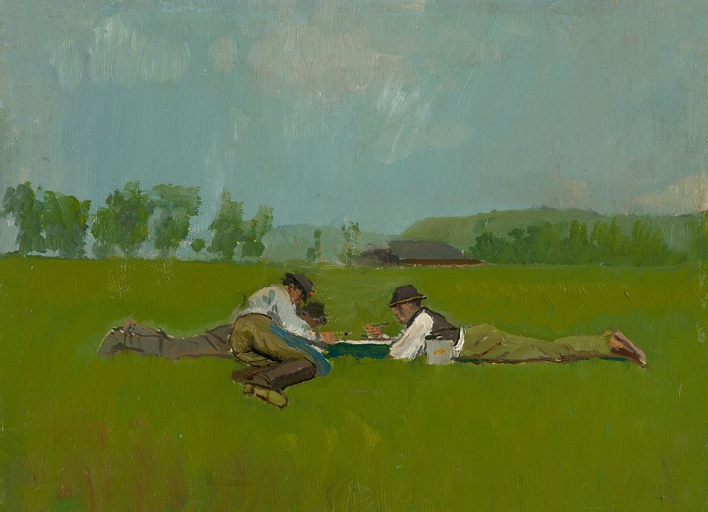 Resting lads by László Mednyánszky