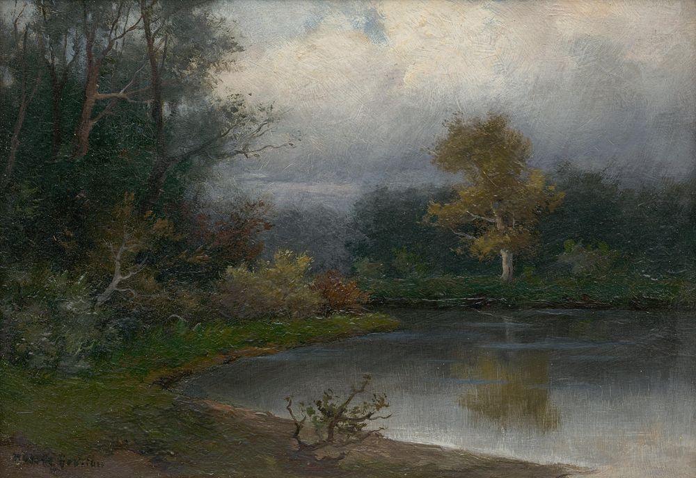 Landscape with a pond, Felicián Moczik
