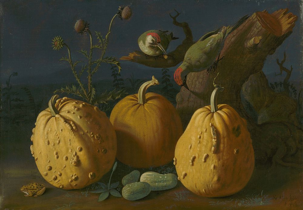 Still life with pumpkins and cucumbers, Štefan Michal Vörös Izbighy