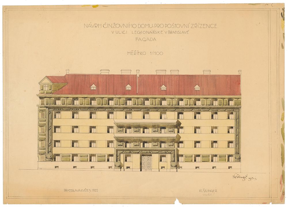 Apartment building for postal operators, legionárska street, bratislava, Klement Šilinger