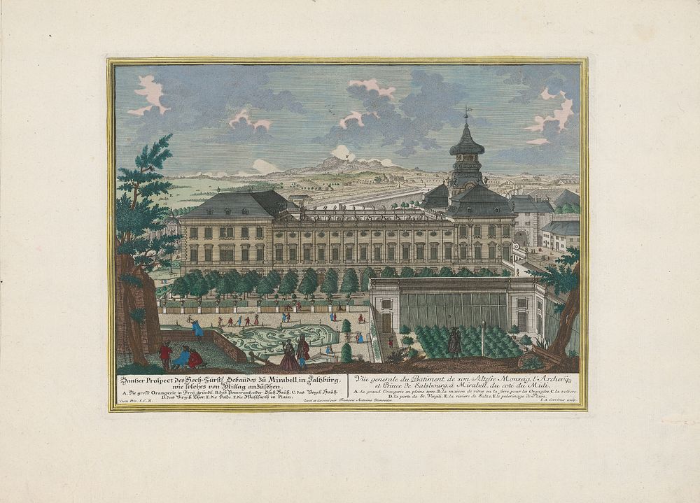 Mirabell castle in salzburg - south side, Johann August Corvinus